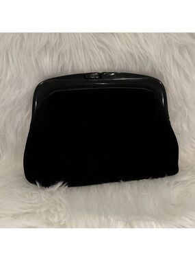 VINTAGE Black Velvet Frame Clutch Bag Whimsigoth Formal Evening Bag Event Chic